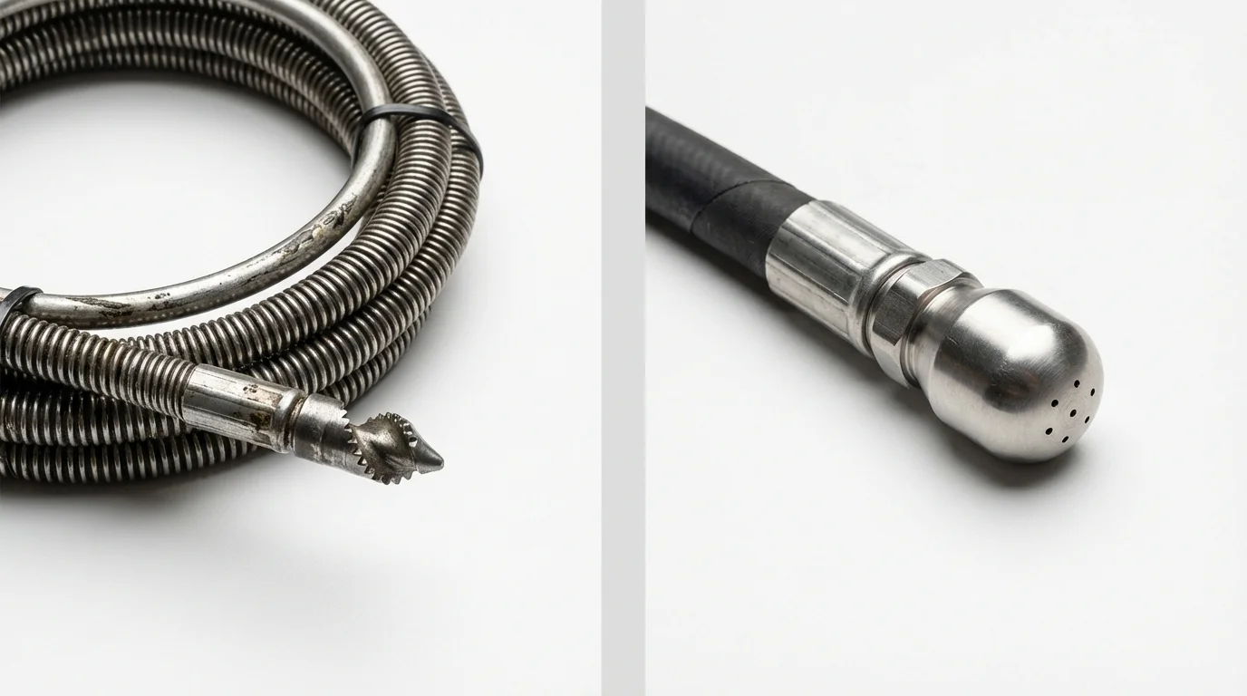 Drain snake cable and hydro jetting nozzle used for drain cleaning in Sun Valley, AZ